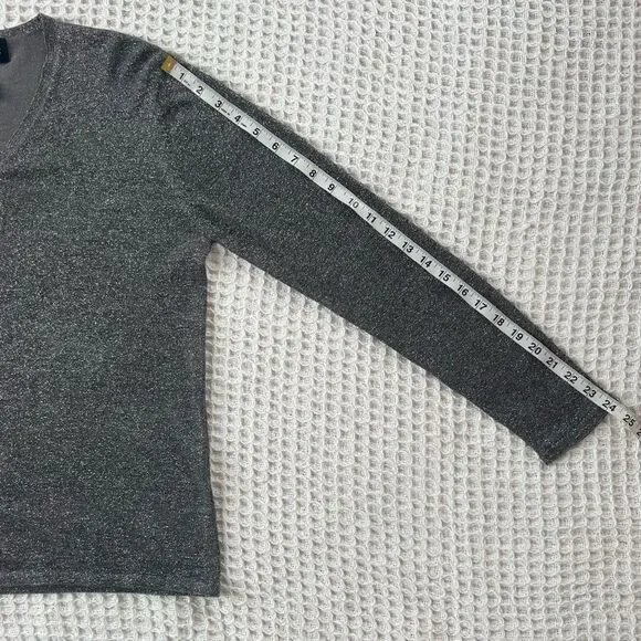 August Silk Shimmering Metallic Silver Knit Cardigan & Turtleneck Twinset SZ L - Picture 15 of 15